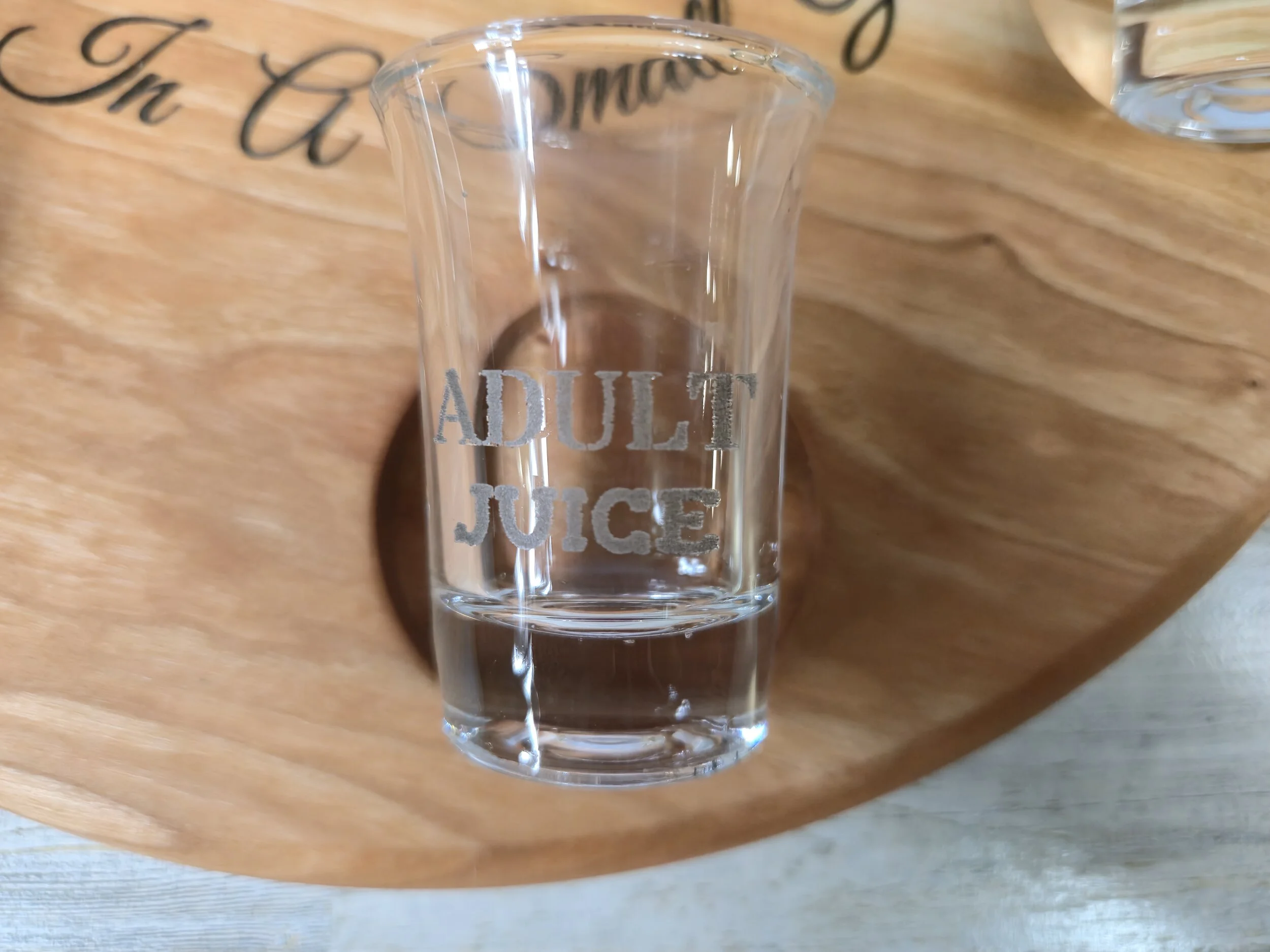 Handcrafted Personalized Cherry Wood Shot Glass Serving Tray - 12 Inch Diameter | Shot Glass Party Tray