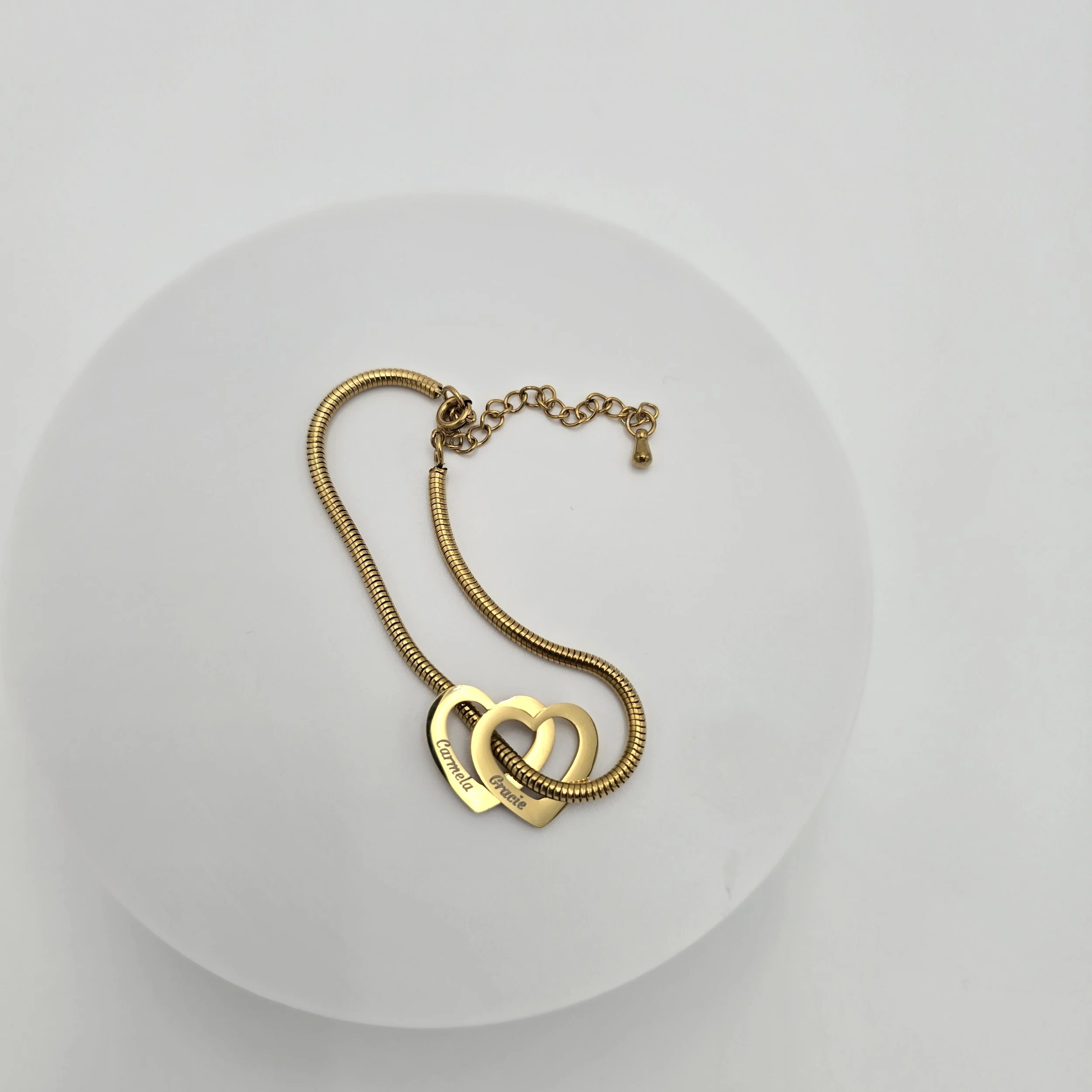 Personalized Gold Heart Bracelet